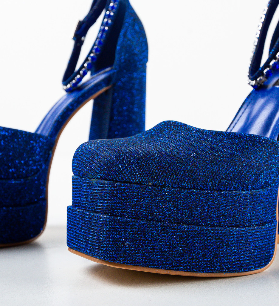 Pantofi Kierran Albastri cu Toc Elegant - imagine 7