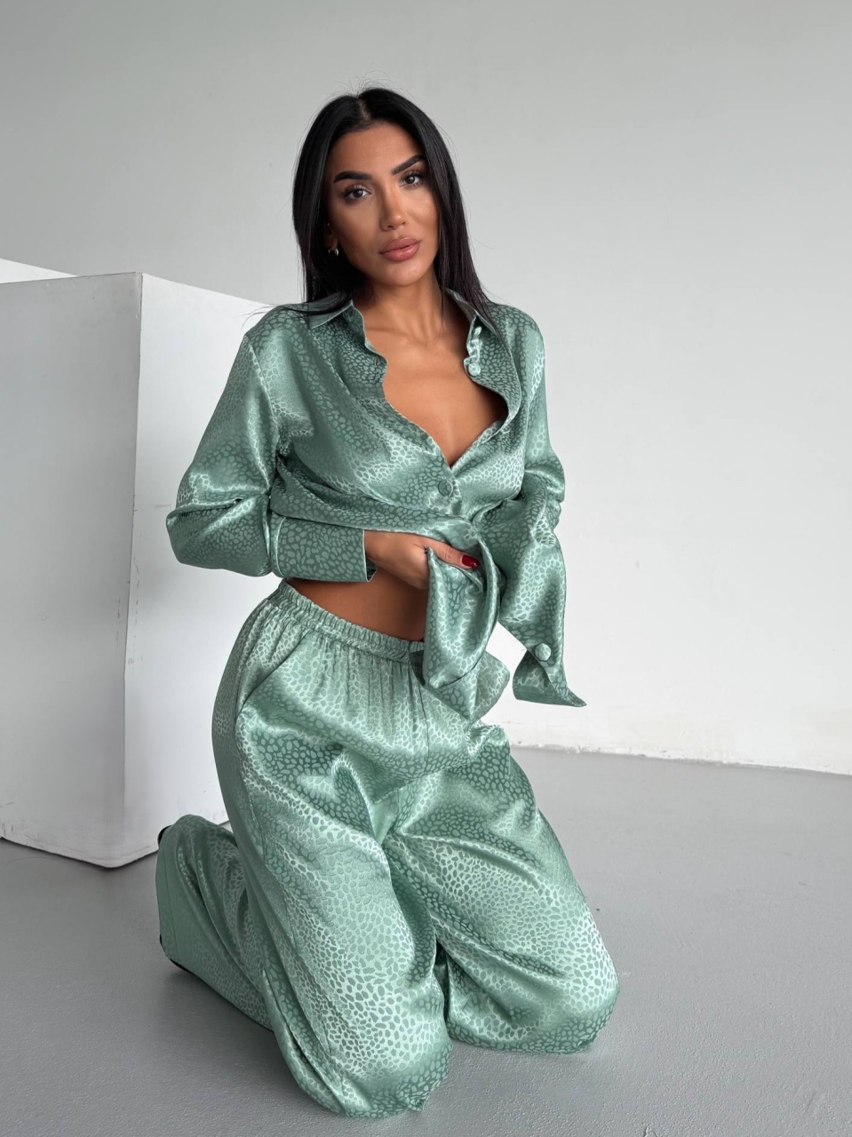 Set Pijama Dama 2 Piese Delis, Verde Menta - imagine 3