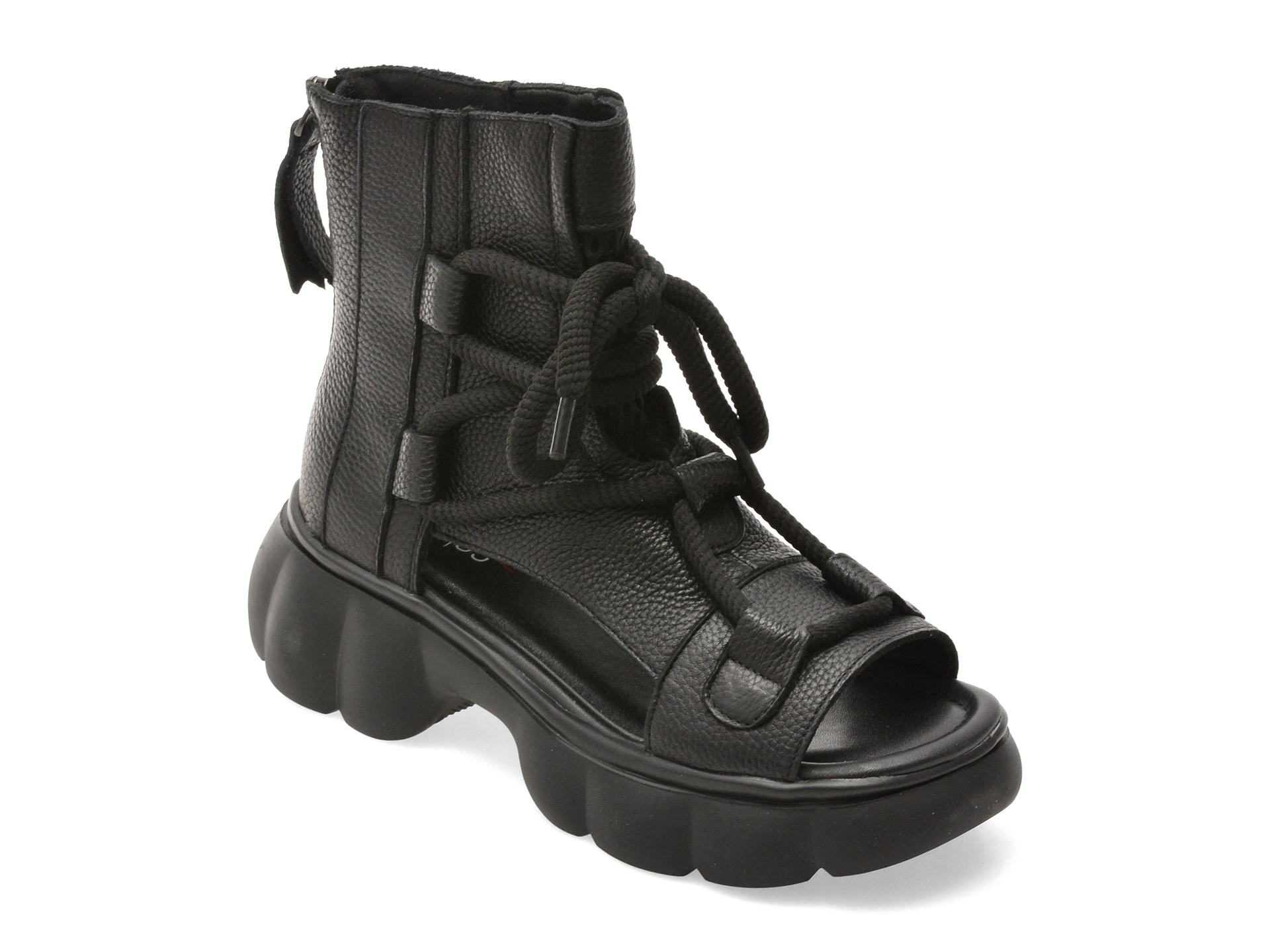 Ghete PASS COLLECTION negre din piele naturală