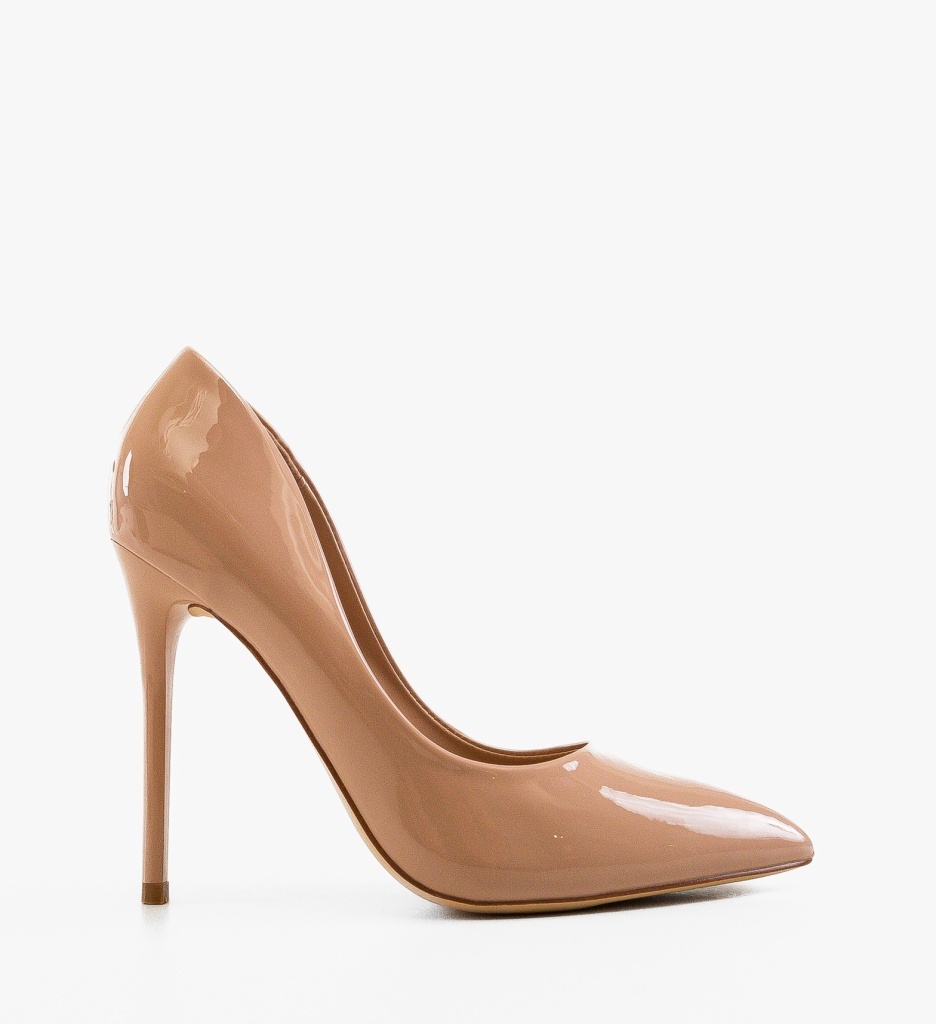 Pantofi Dama Lether Nude Eleganți cu Toc - imagine 3