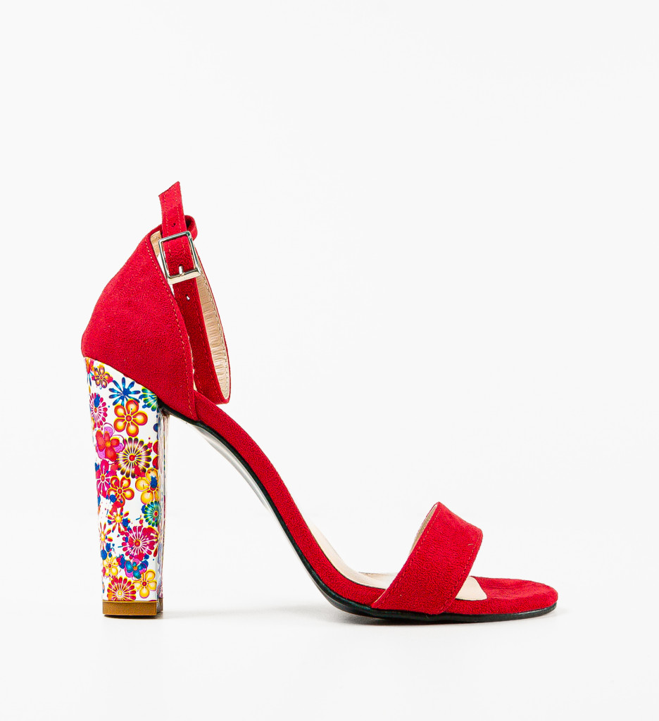 Sandale Dama Florys Rosii cu Toc Elegante - imagine 5