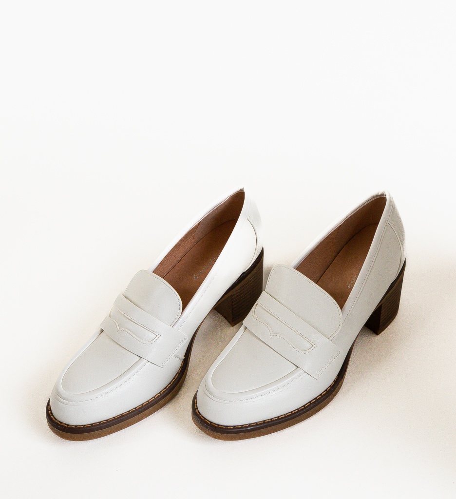 Pantofi Dama Dechen Albi - Eleganță și Stil - imagine 5