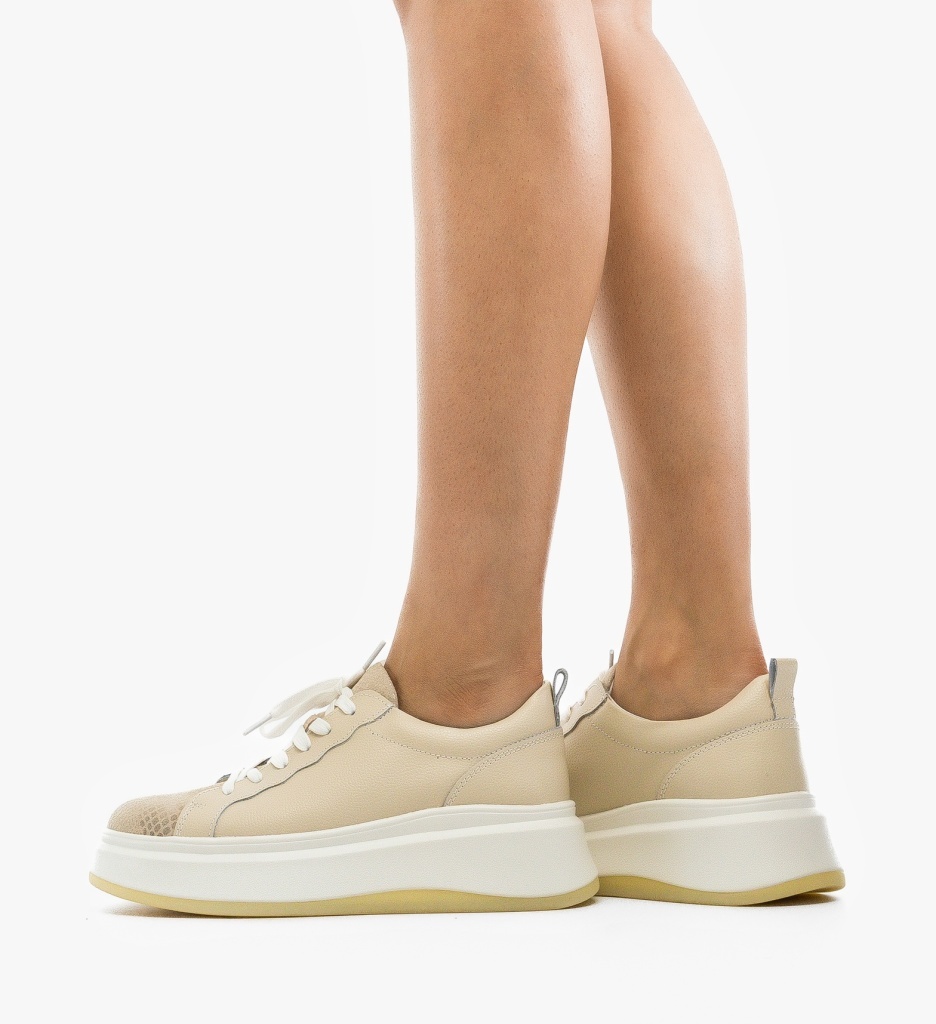 Pantofi Casual Priki Bej Eleganți - imagine 5