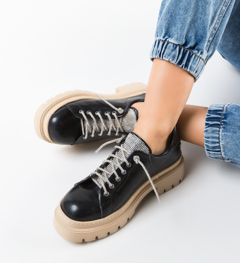 Pantofi Casual Dama Friday Negri Confortabili