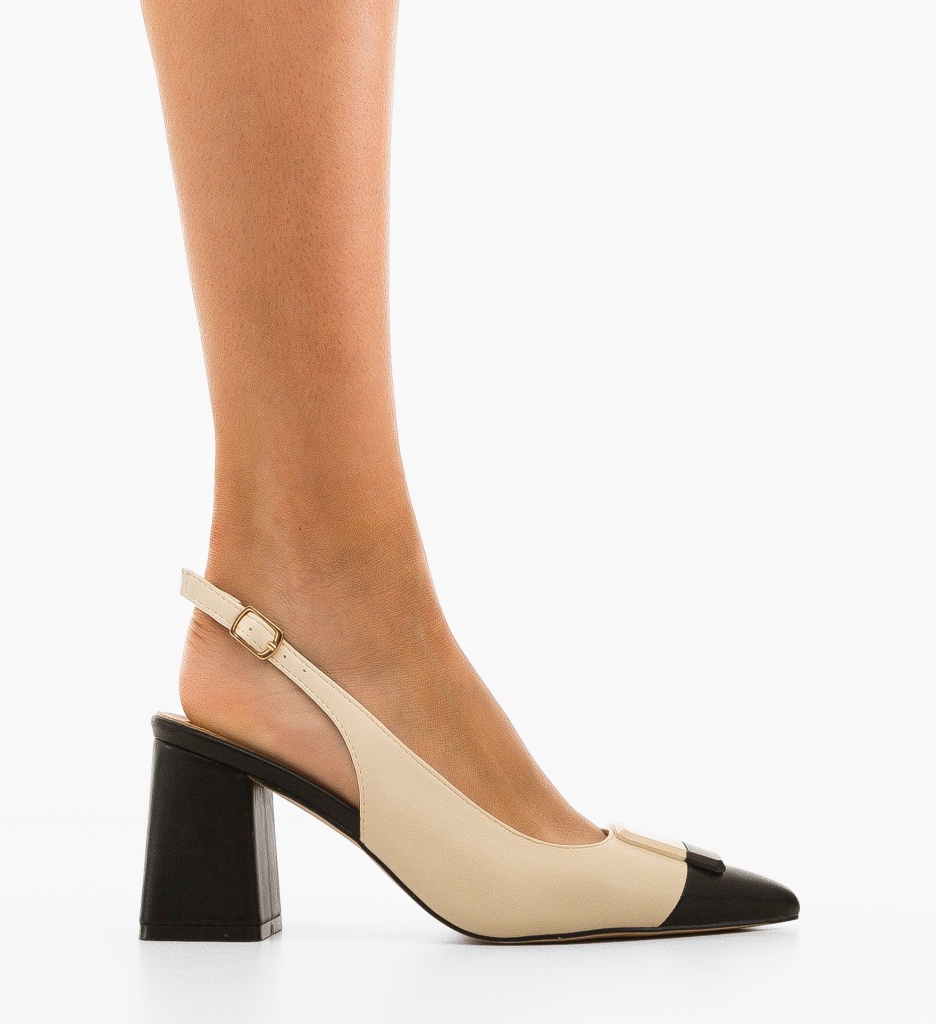 Pantofi dama Sandy Bej cu toc elegant și comod - imagine 5