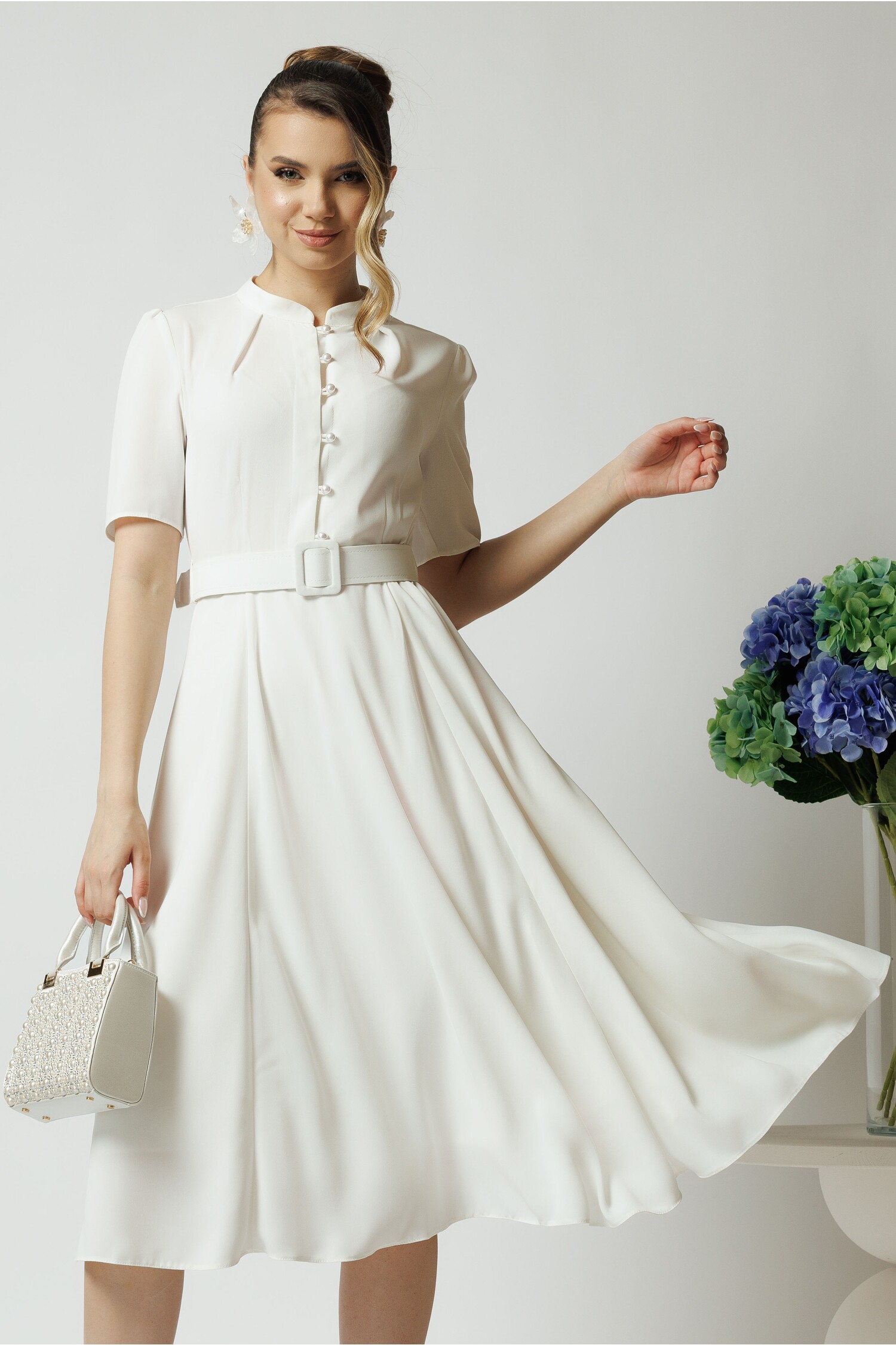 Rochie DY Fashion Triplu Voal Elegantă cu Curea