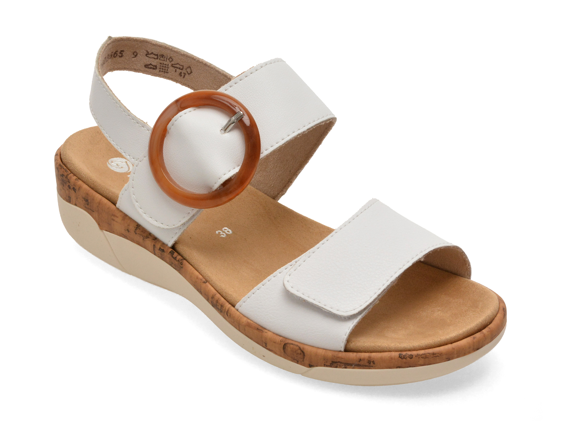 Sandale REMONTE R6853 Albe, Piele Ecologică