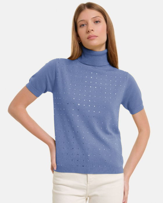 Pulover Shopika cu strasuri bleu - Eleganță modernă