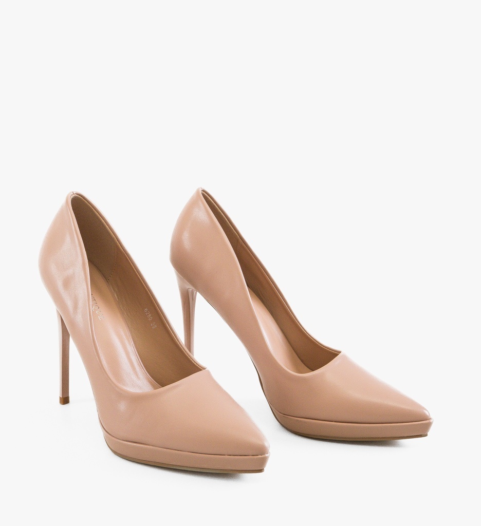 Pantofi Dadere Nude Eleganți cu Toc - imagine 2
