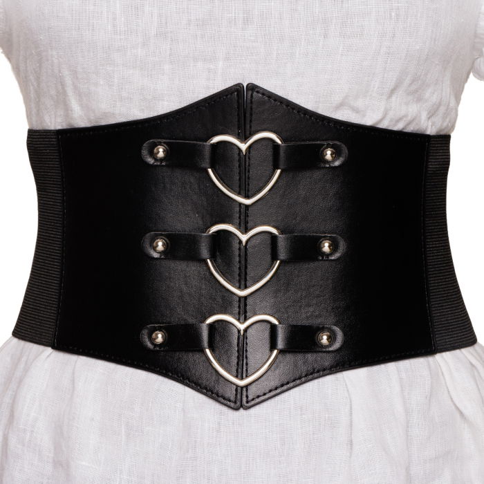 Centura Corset Shopika - Design Inimă Argintie