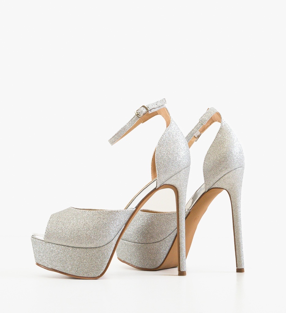 Sandale cu toc Golena Argintii | Eleganță Maxima - imagine 5