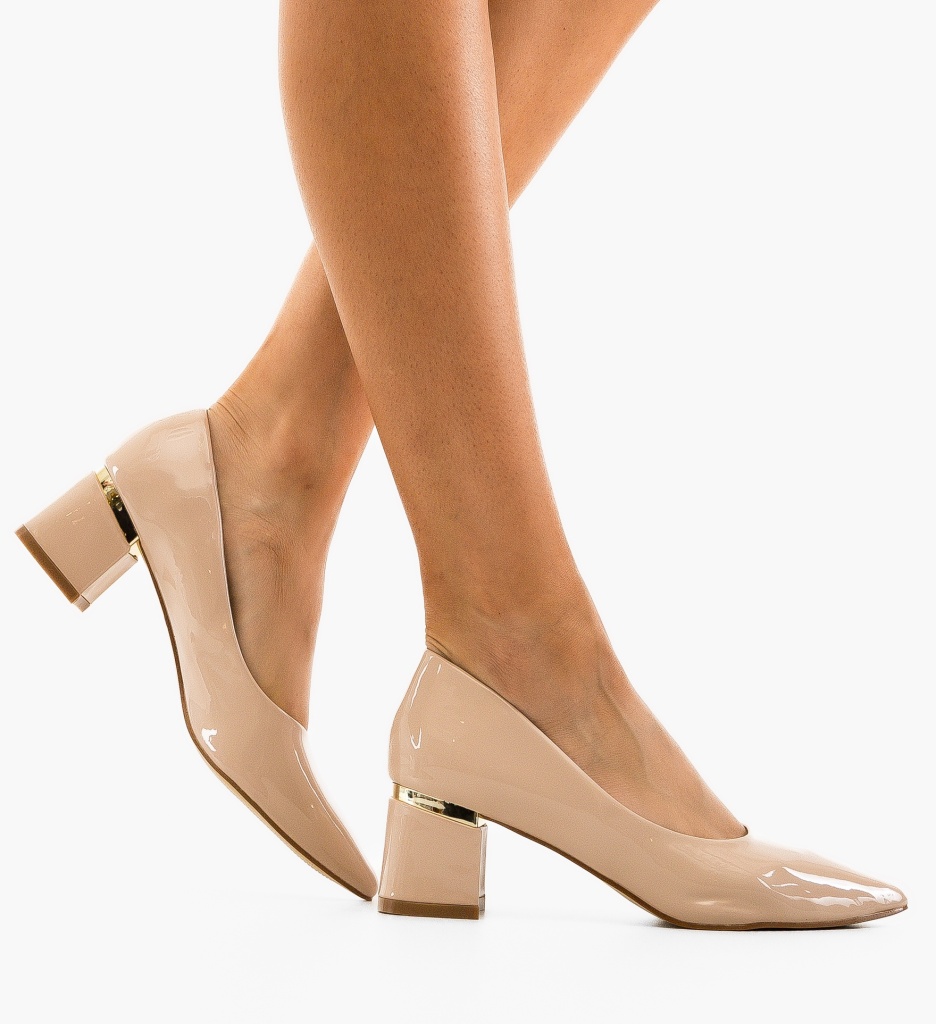 Pantofi Dama Tyrkas Bej cu Toc Eleganți - imagine 3