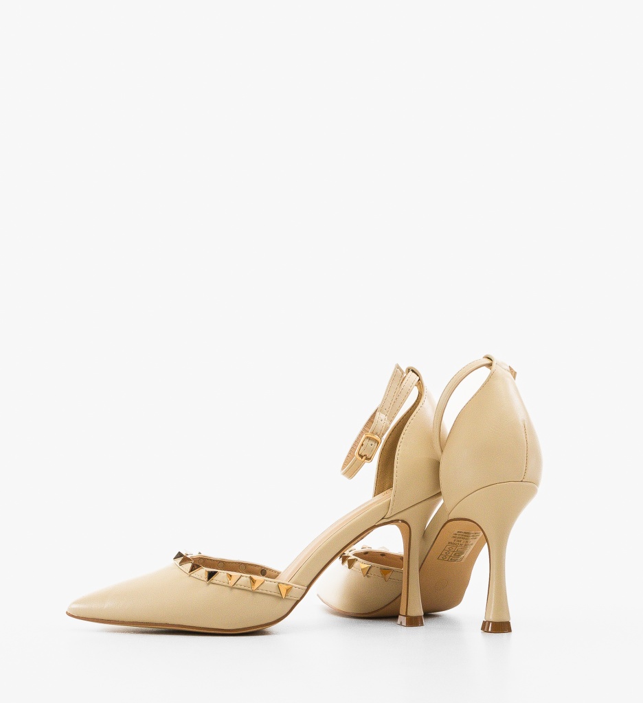 Pantofi cu Toc Bashe Bej | Stil Feminin - imagine 3