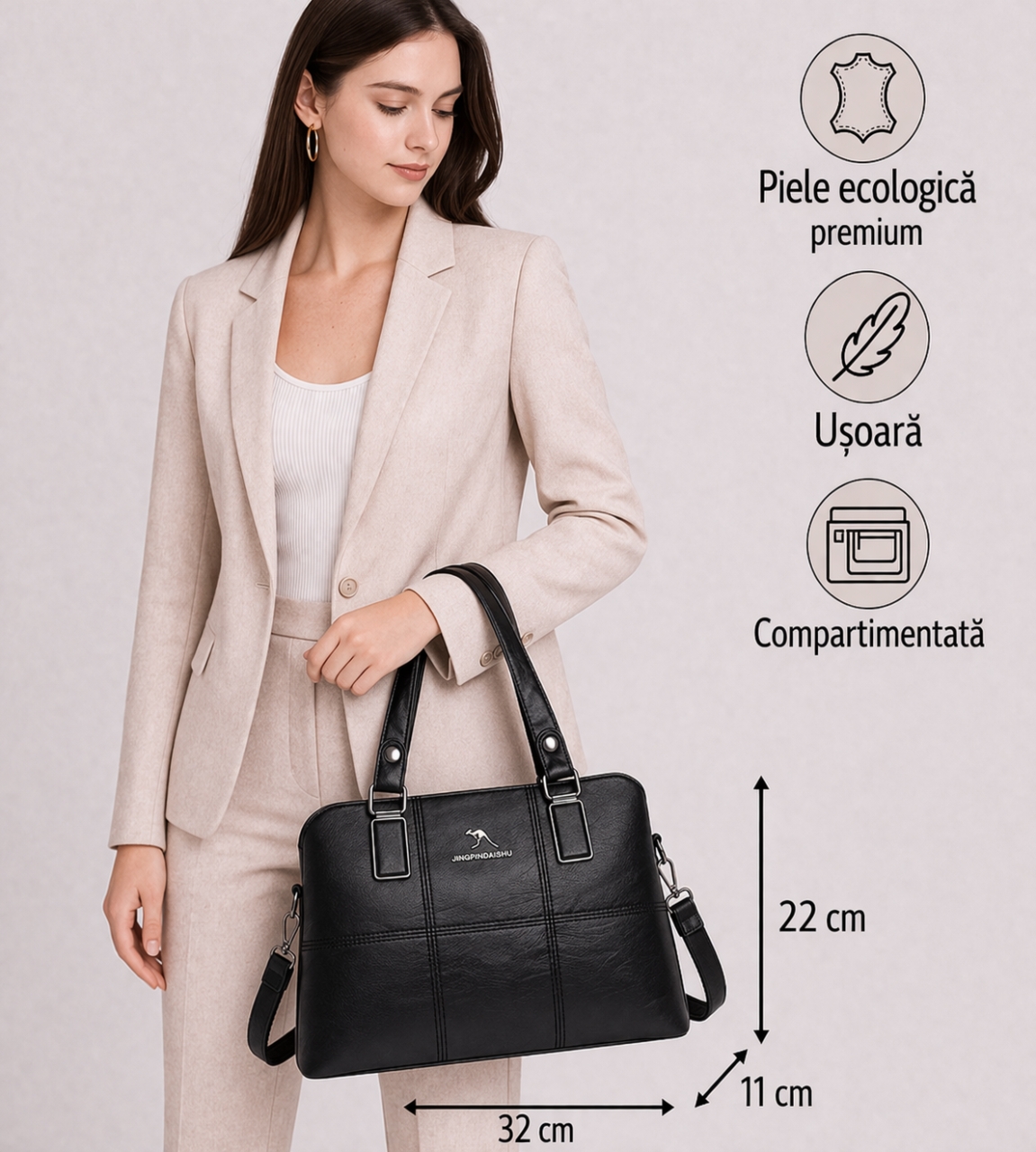 Geanta Dama Delis Wilderose GT2522, Piele Ecologica - imagine 2