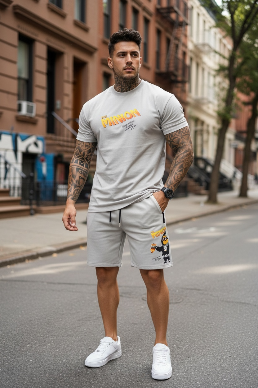 Compleu de vara tricou oversize + pantaloni gri 115 40-4.2
