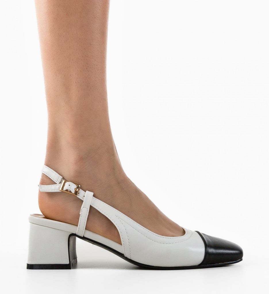 Pantofi Eilee Albi cu Toc Eleganți - imagine 5