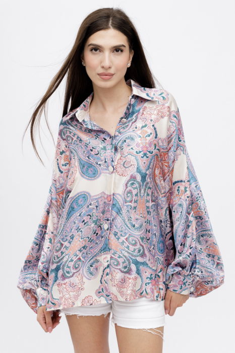 Camasa Satin Oversize Arabesc Shopika | Eleganță