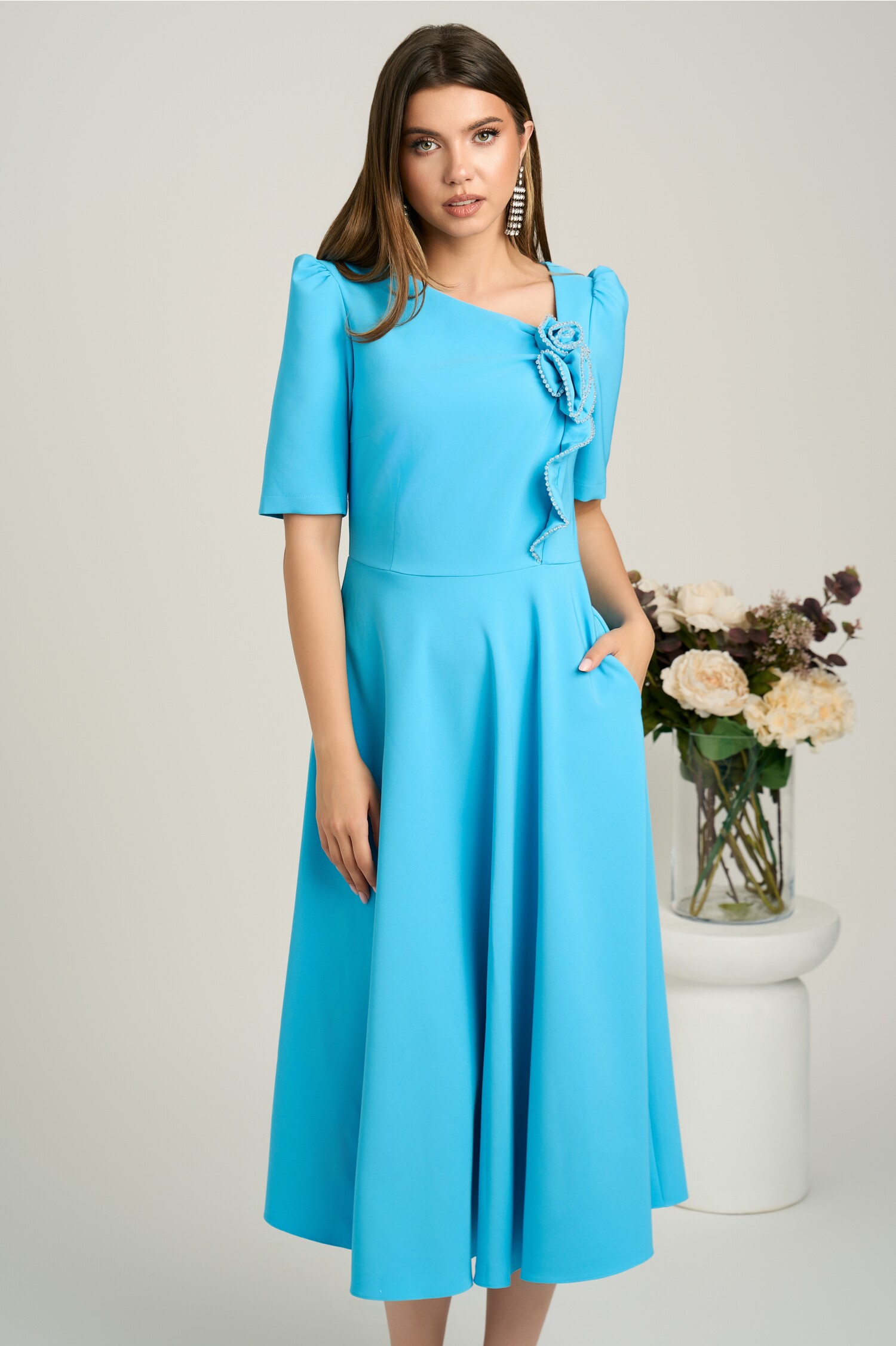 Rochie Midi Bleu LaDonna cu Design Floral