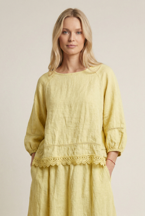 Bluza In Galben Pai Dantela Shopika