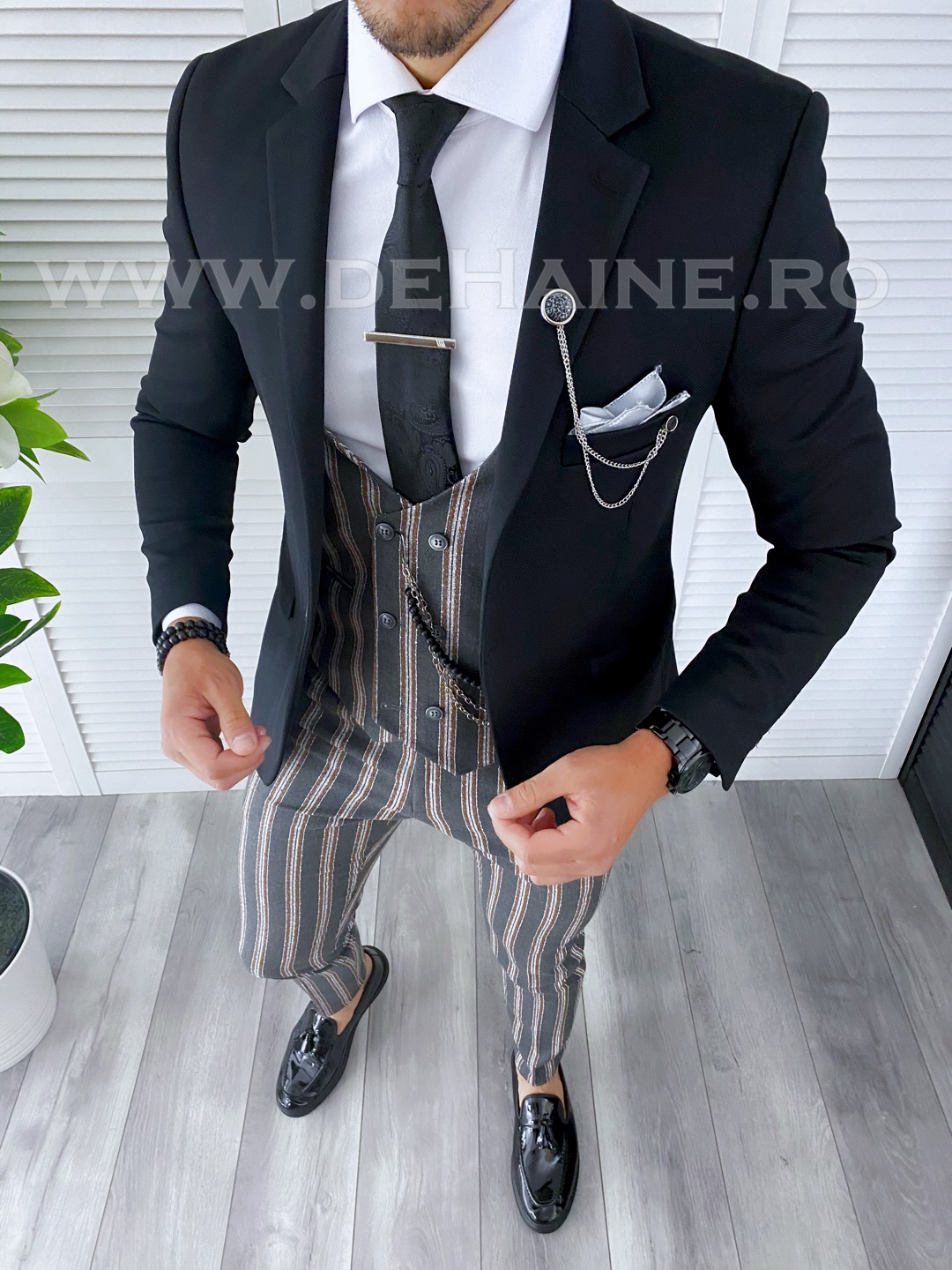 Ținută Bărbați Smart Casual 4 Piese Slim Fit