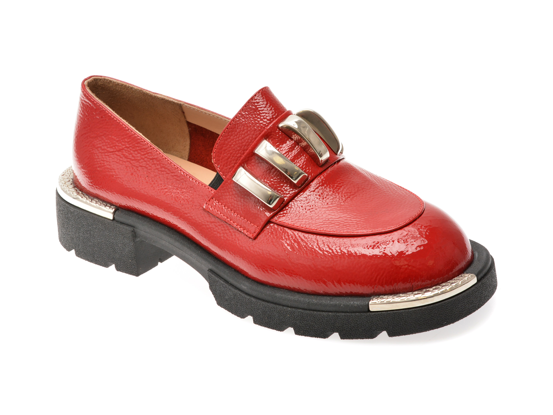 Mocasini Epica Rosii Piele Lacuita | Design Elegant