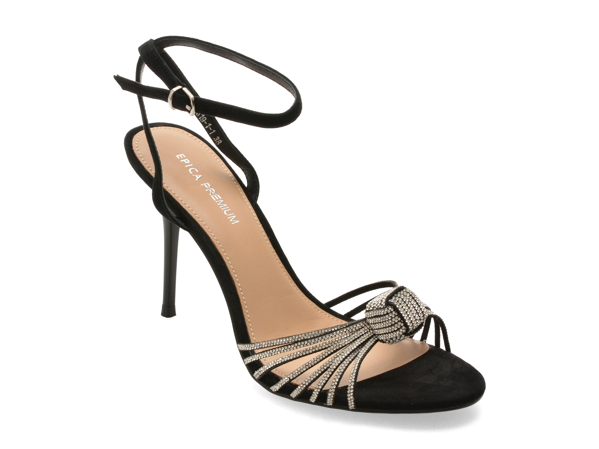 Sandale EPICA PREMIUM negre, piele intoarsă