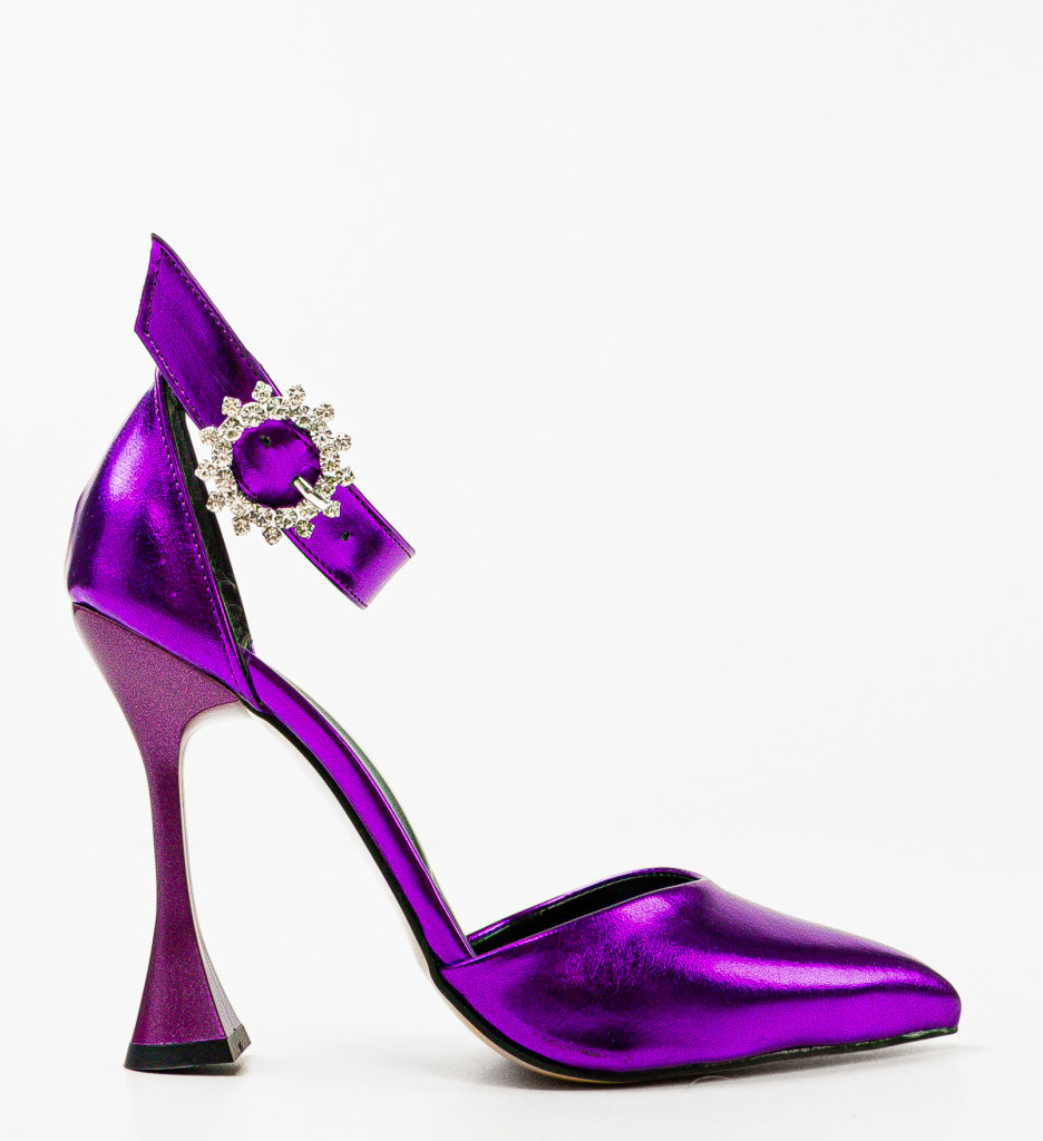 Pantofi Nonac Mov Eleganți cu Toc - Stil Refined - imagine 2