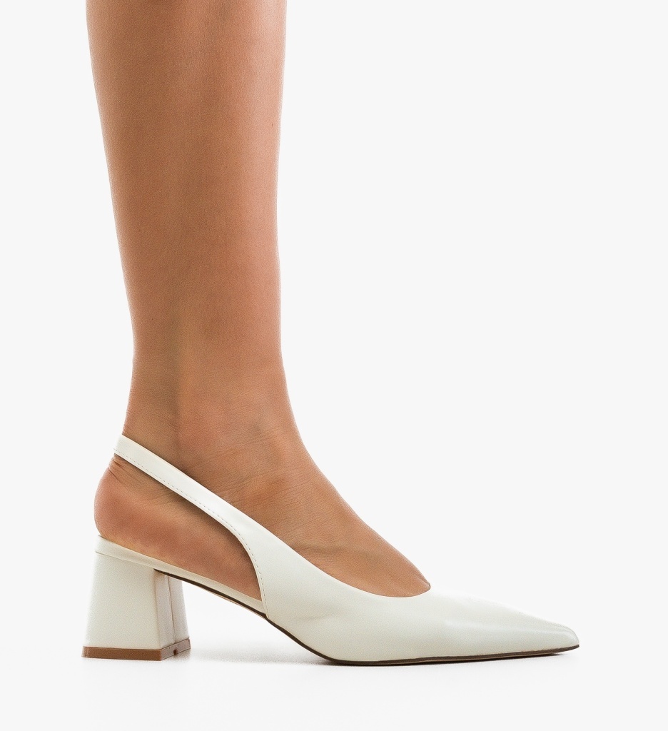 Pantofi Deder Albi Eleganți cu Toc - imagine 6