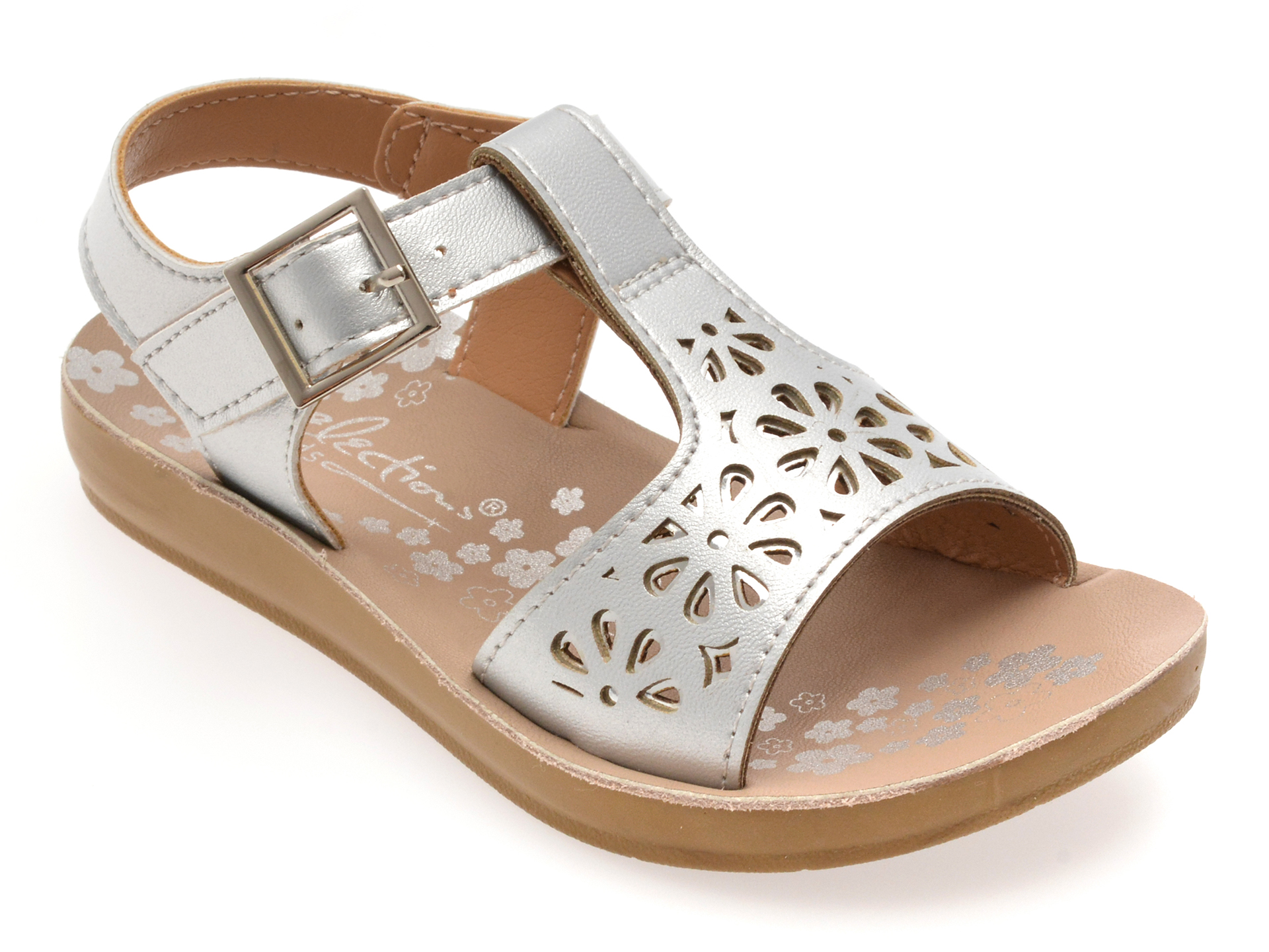 Sandale Selection Kids Argintii cu Velcro