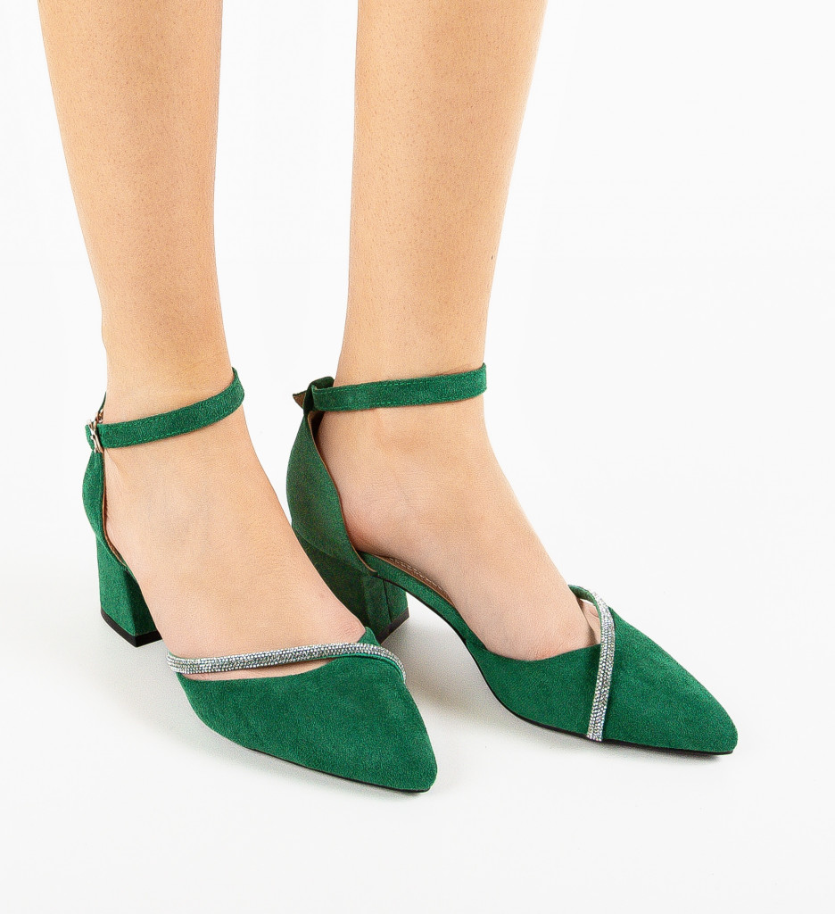 Pantofi Pamela Verzi cu Toc Elegant - imagine 3