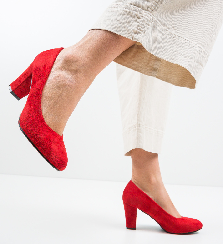 Pantofi Esoum Rosii cu Toc Eleganți - imagine 2