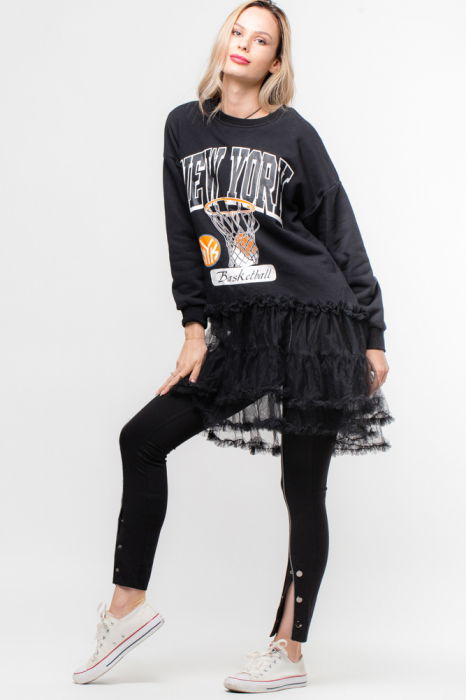 Colanti negri Shopika eleganți cu design argintiu - imagine 1