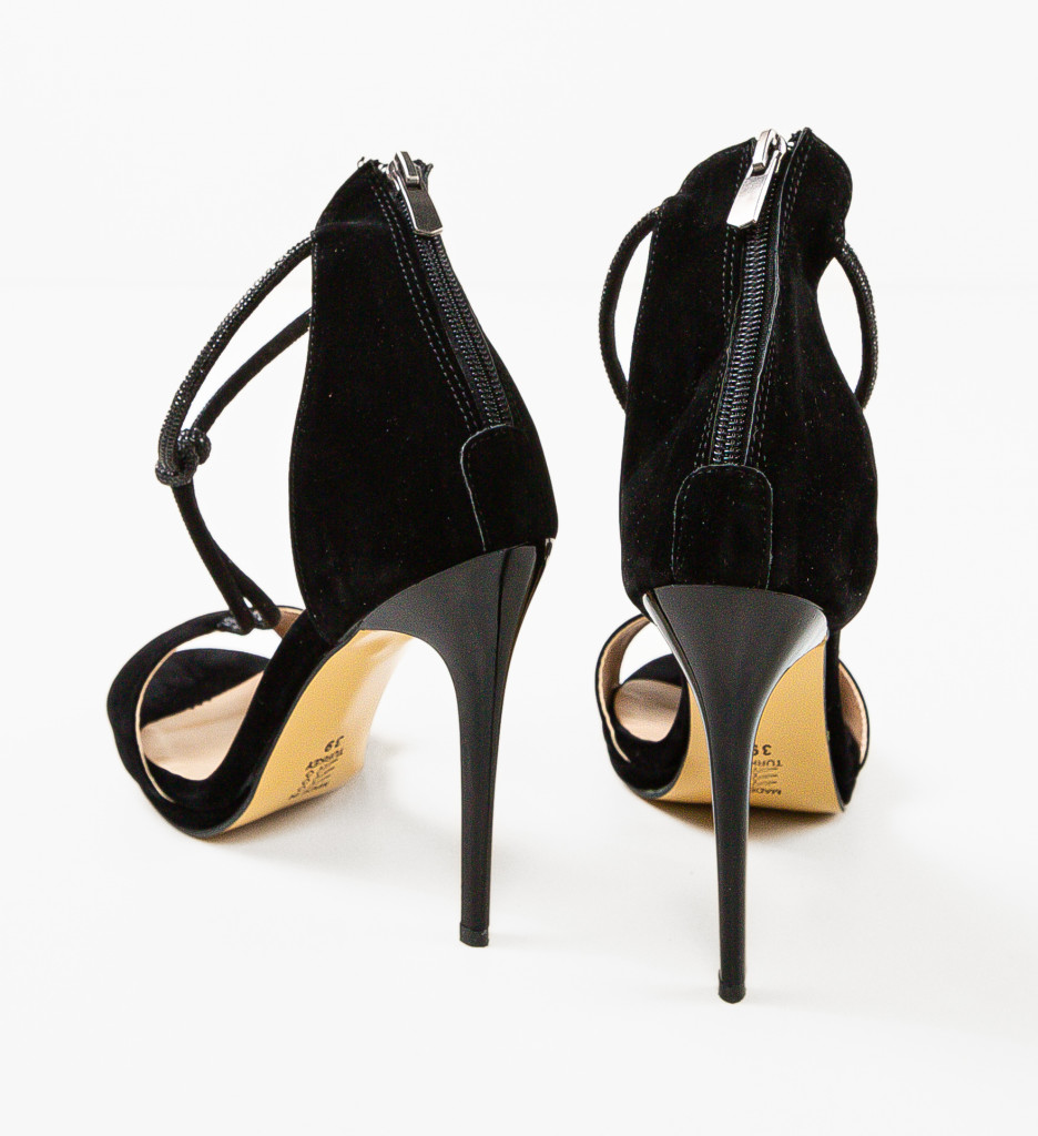 Sandale Aneama Negre 2 cu Toc Elegant - imagine 5