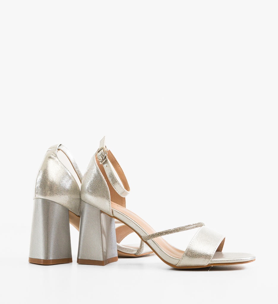 Sandale Dama Lyly Argintii cu Toc Elegante - imagine 5