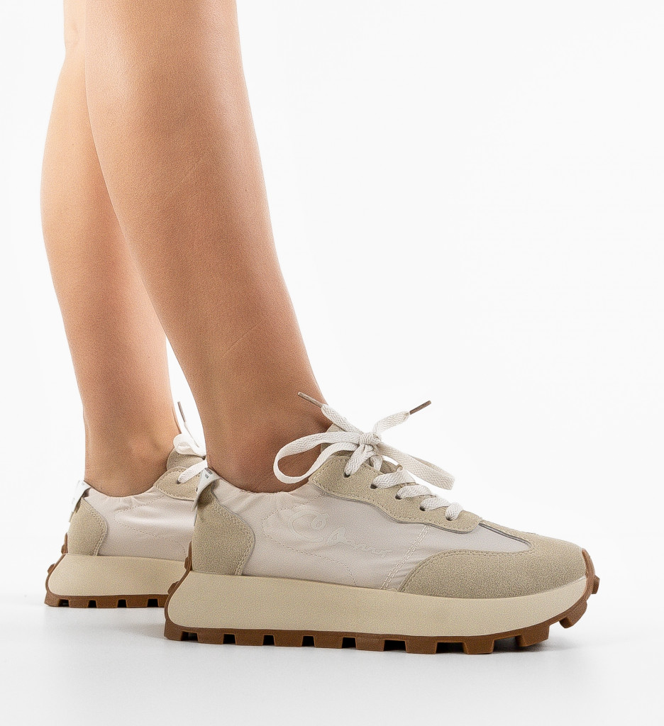 Sneakers Dama Bej Galant - Confort și Stil - imagine 2