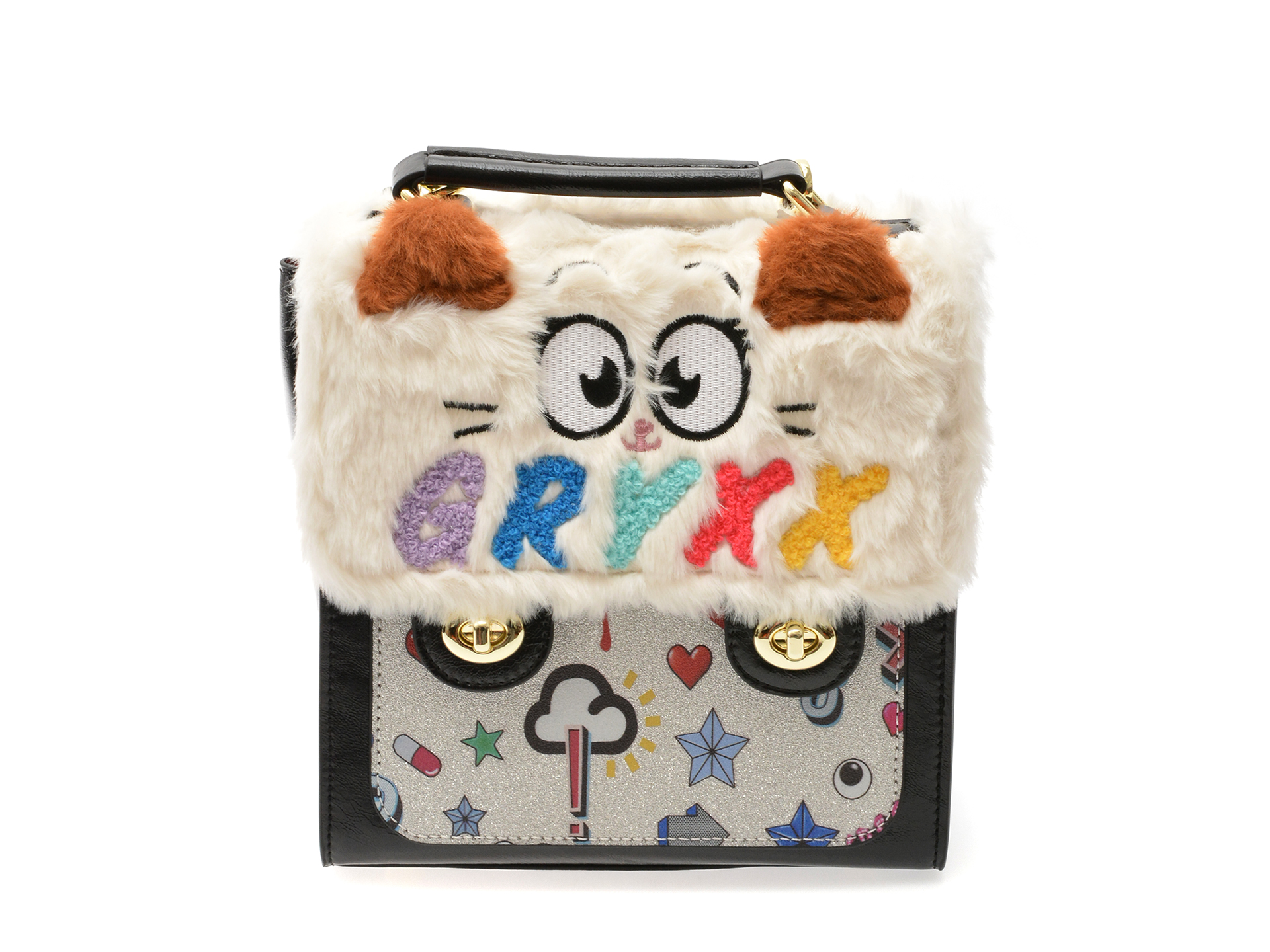 Geanta GRYXX 2756 Alb-Negru Piele Ecologica