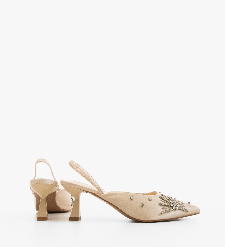 Pantofi Betsy Bej Eleganți cu Toc - imagine 2