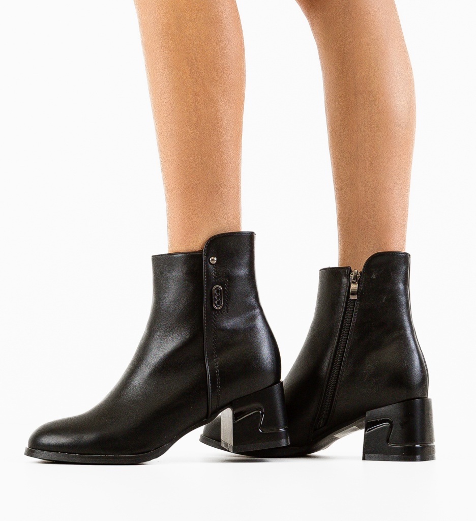 Botine Dama Musat Negre - Eleganță și Stil - imagine 3