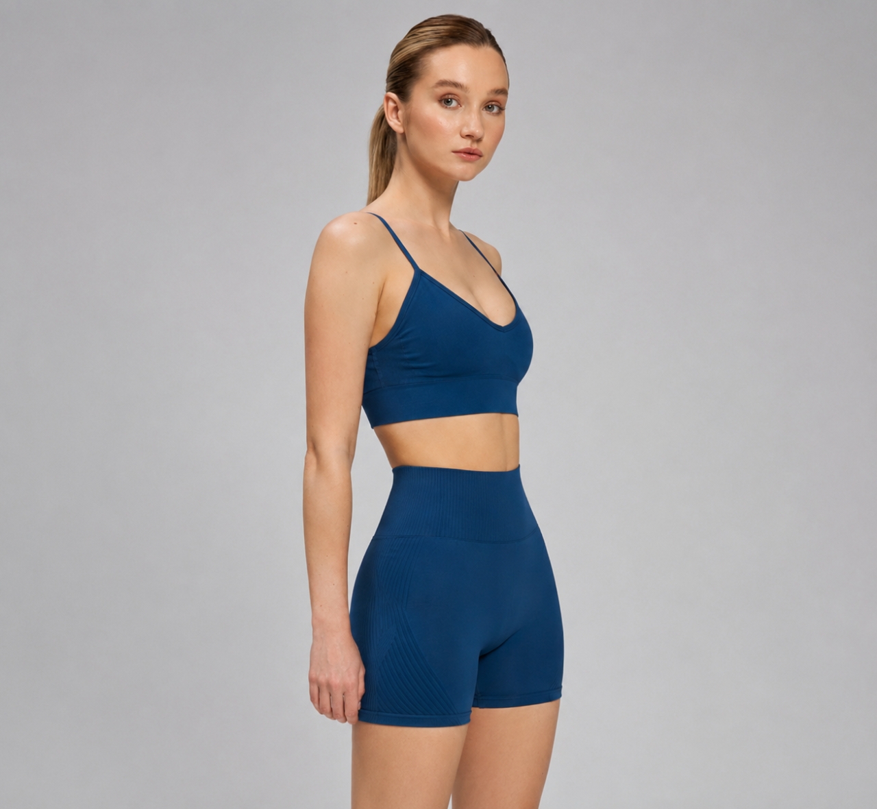 Pantaloni Scurti Sport Seamless Push-Up Marquise, Albastru - imagine 2