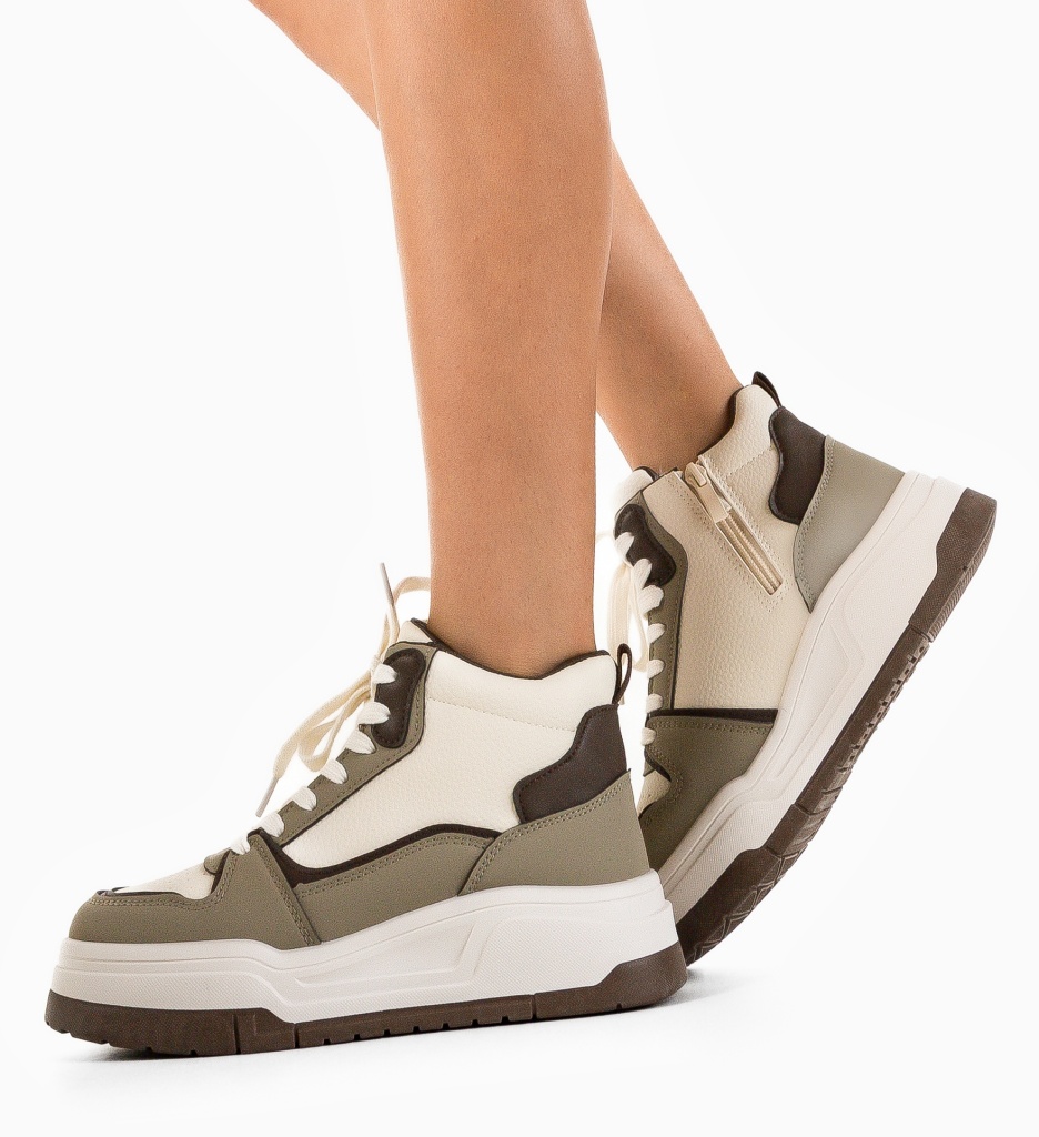 Sneakersi Okayta Khaki Dama - Confort & Stil - imagine 4