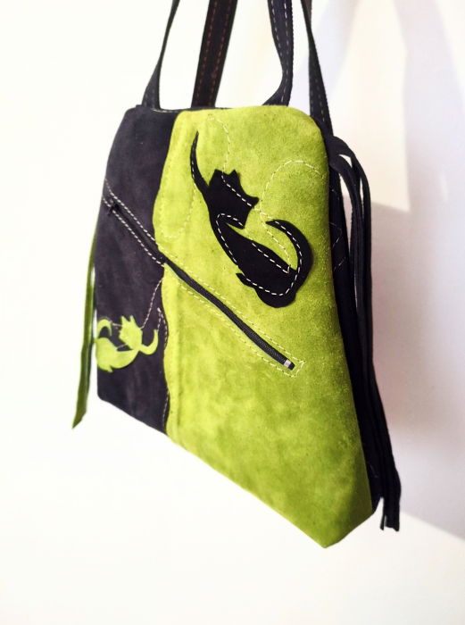 Rucsac Piele Naturală cu Pisici | Shopika