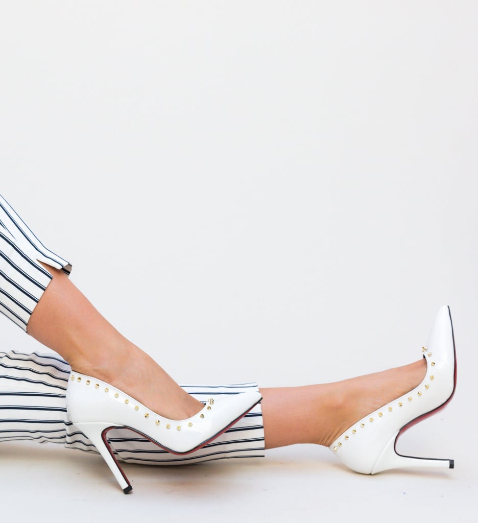 Pantofi cu Toc Albi Eleganți - Model Nicor