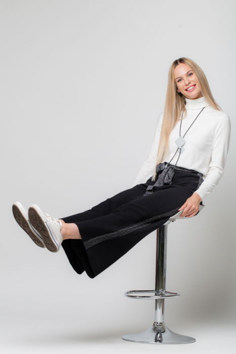 Pantaloni Lara Eleganți cu Lurex Argintiu