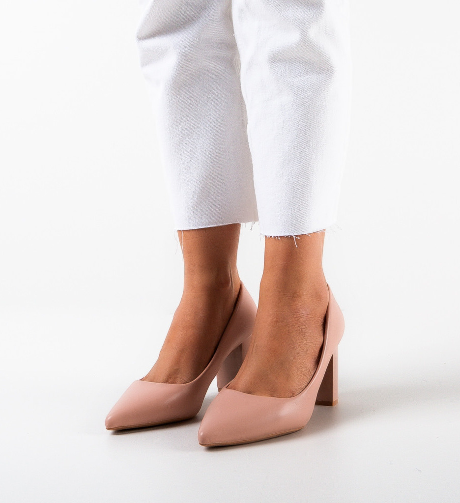 Pantofi Sierra Roz cu Toc Elegant - imagine 3