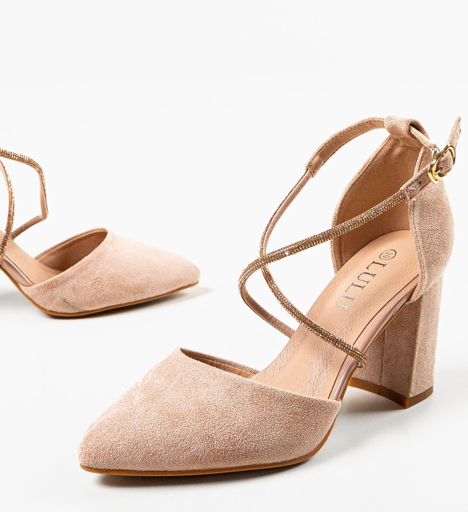 Pantofi Dama cu Toc Eleganți Saekya Bej - imagine 7