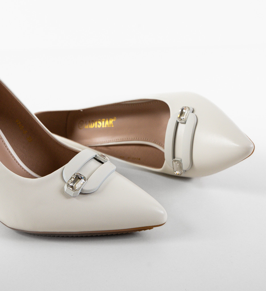 Pantofi Maliro Albi cu Toc - Eleganță Pură - imagine 6