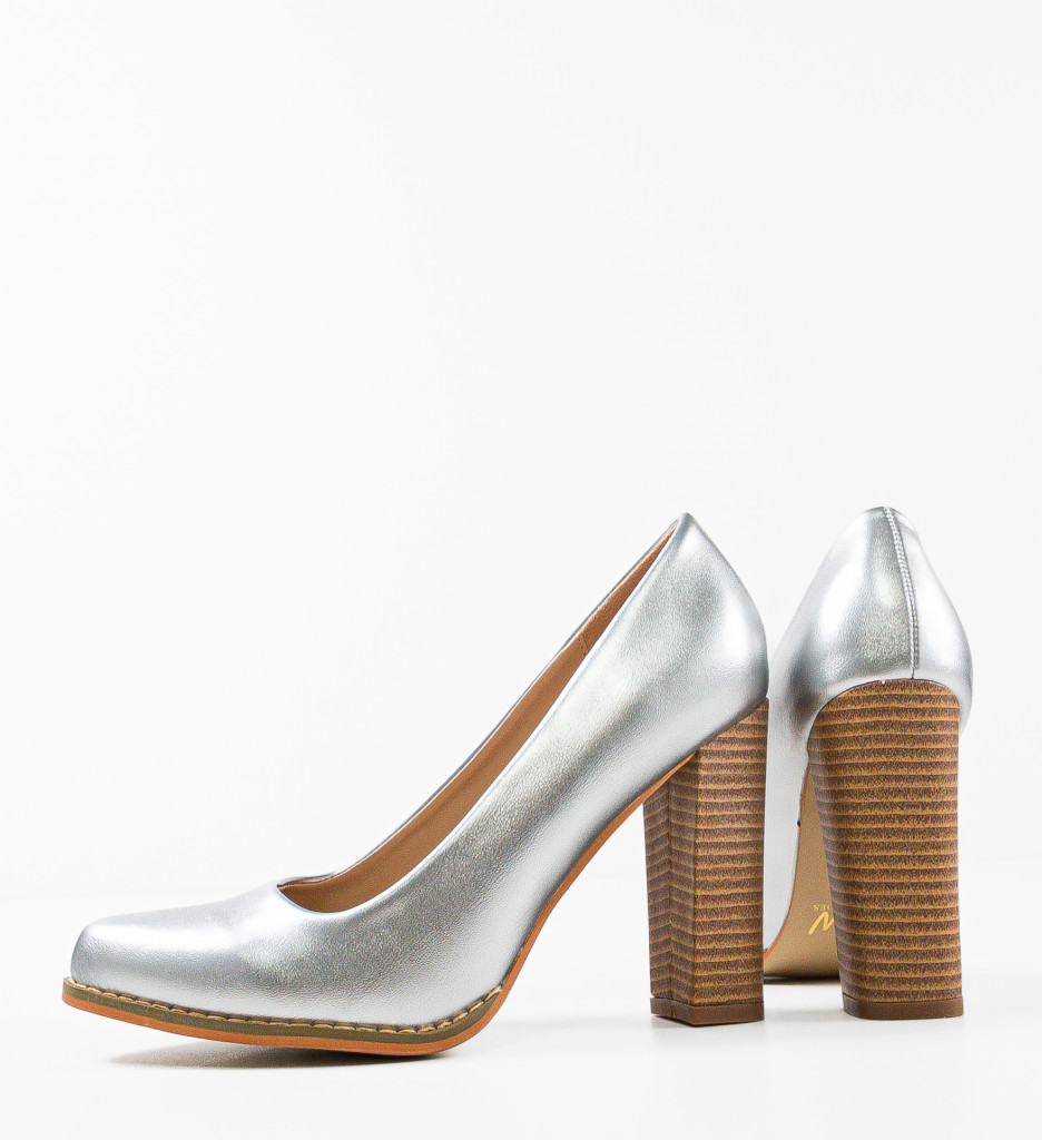 Pantofi Sulfo Argintii Eleganți - imagine 11