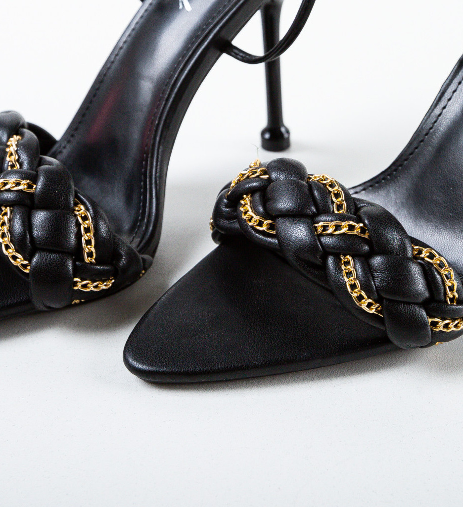 Sandale Buxton Negre Elegante cu Toc - imagine 6