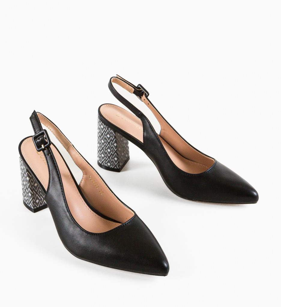Pantofi Rafda Negri Eleganți cu Toc - imagine 8