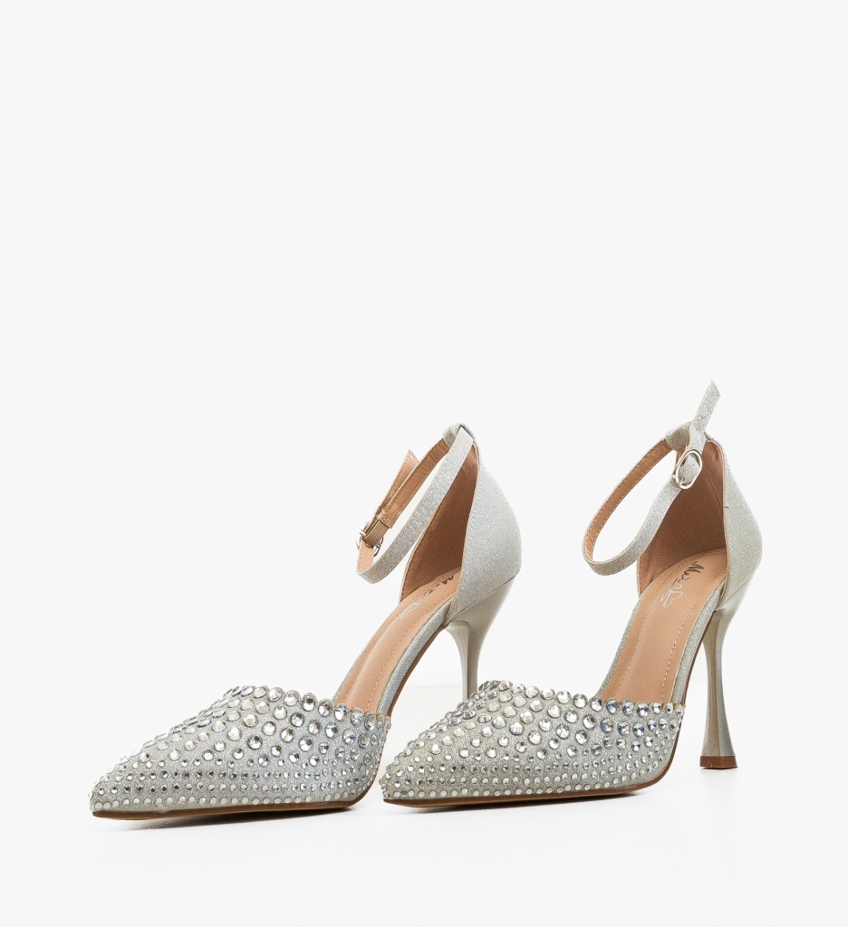 Pantofi dama Ammele Argintii eleganti - imagine 4